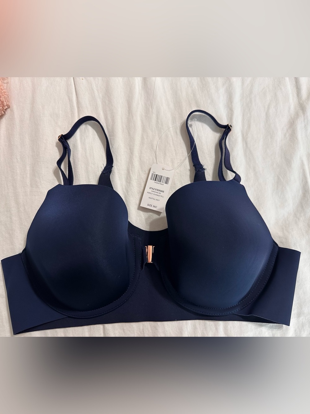 Soma Navy Smooth Molded Underwire Bra with Rose Gold Accent